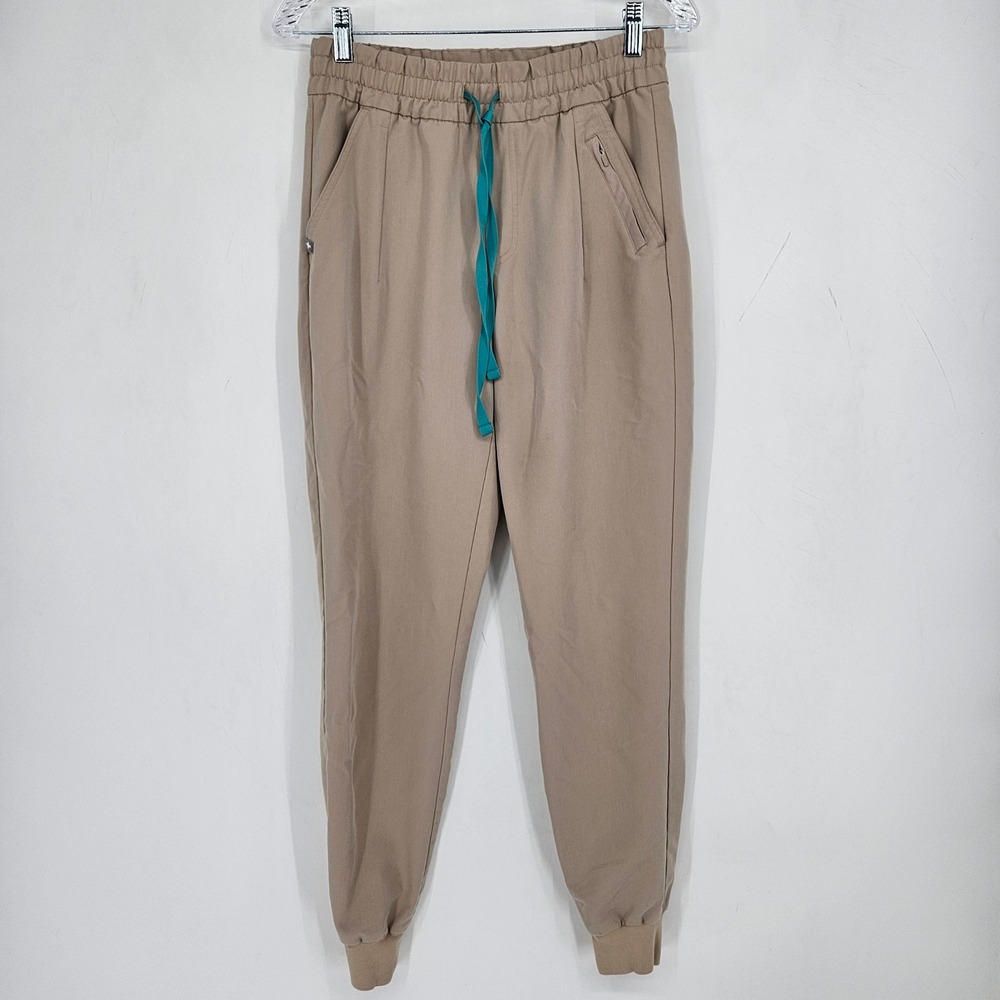 FIGS Pants Womens Small Tatu High Waisted Jogger Tan Technical Scrub Rare